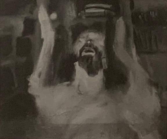 Painted portrait of Oliver with both arms raised, reproduced on the opening page